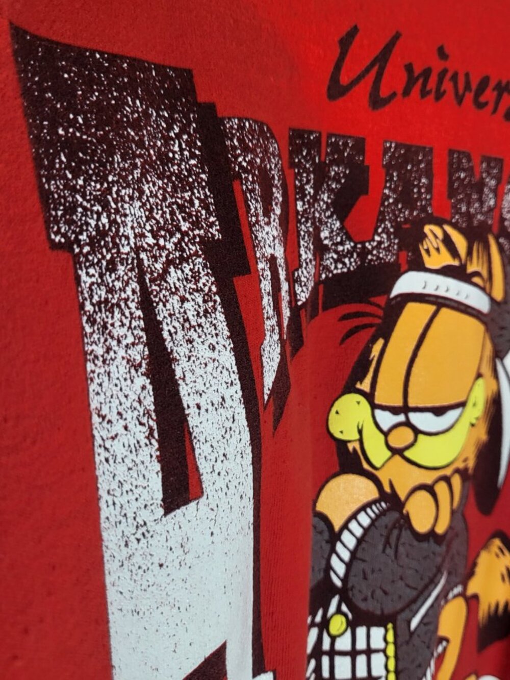 Fruit of the Loom Vintage 90's Woman's Garfield Razorback Shirt Size Large Red - Picture 4 of 9